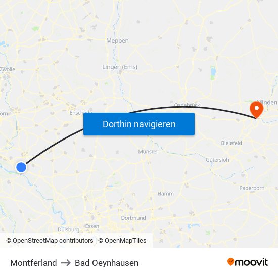 Montferland to Bad Oeynhausen map