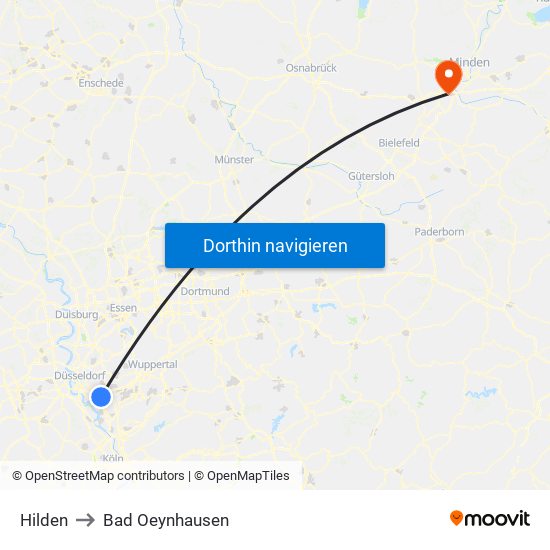 Hilden to Bad Oeynhausen map