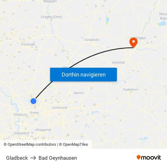 Gladbeck to Bad Oeynhausen map
