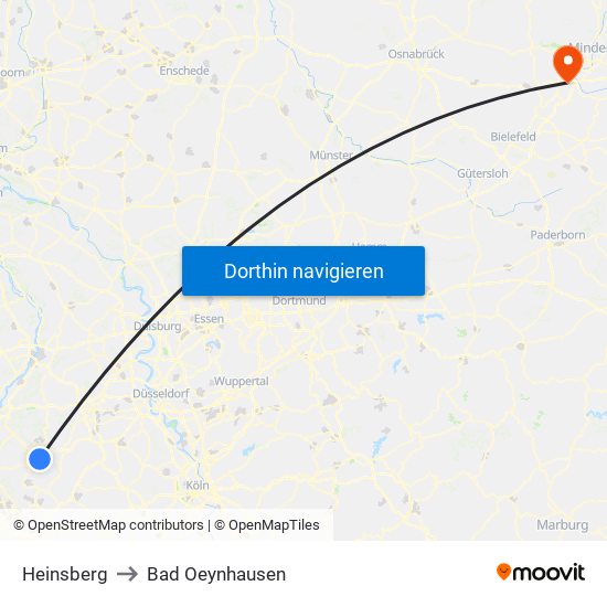 Heinsberg to Bad Oeynhausen map