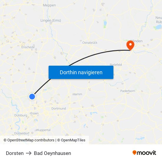 Dorsten to Bad Oeynhausen map
