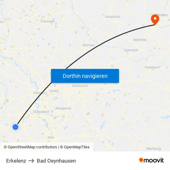 Erkelenz to Bad Oeynhausen map