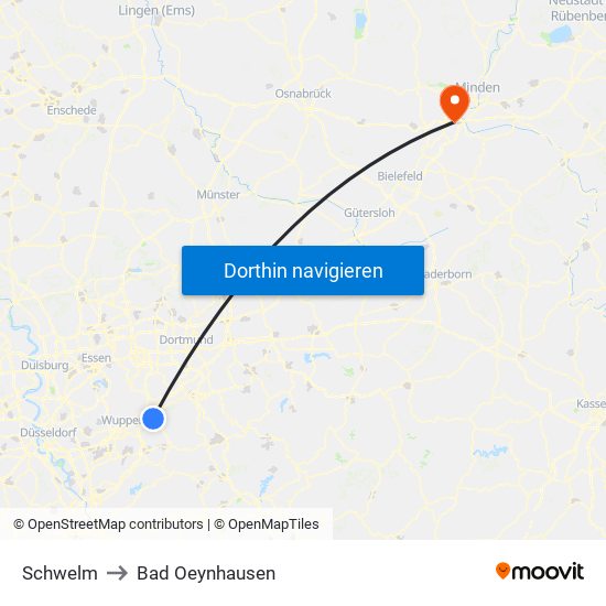 Schwelm to Bad Oeynhausen map