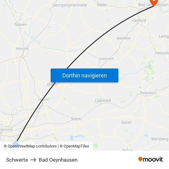 Schwerte to Bad Oeynhausen map