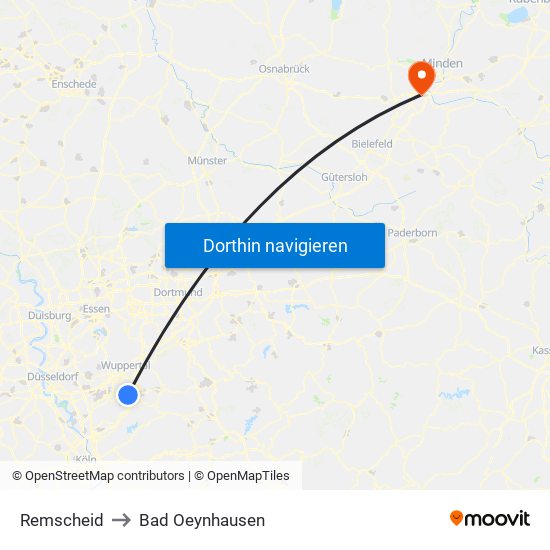 Remscheid to Bad Oeynhausen map