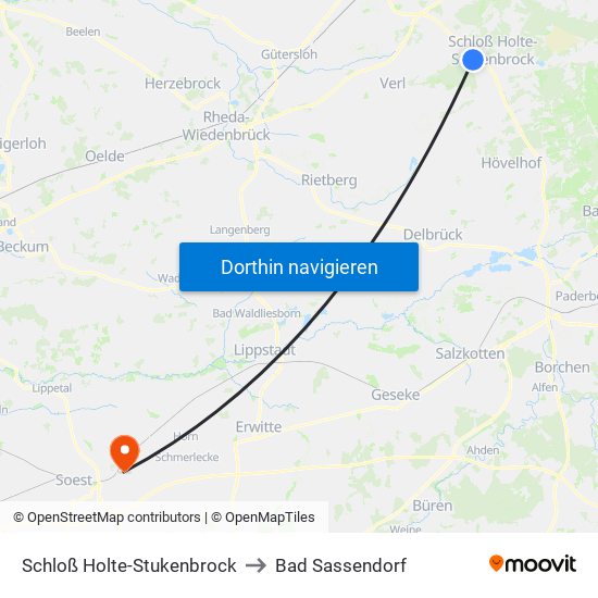 Schloß Holte-Stukenbrock to Bad Sassendorf map