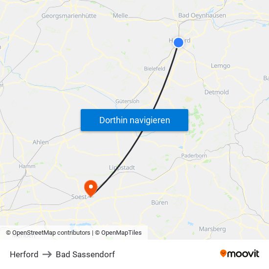 Herford to Bad Sassendorf map