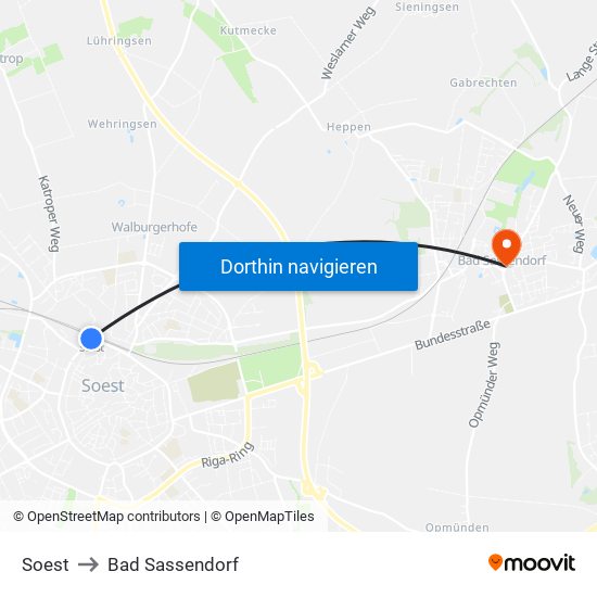 Soest to Bad Sassendorf map