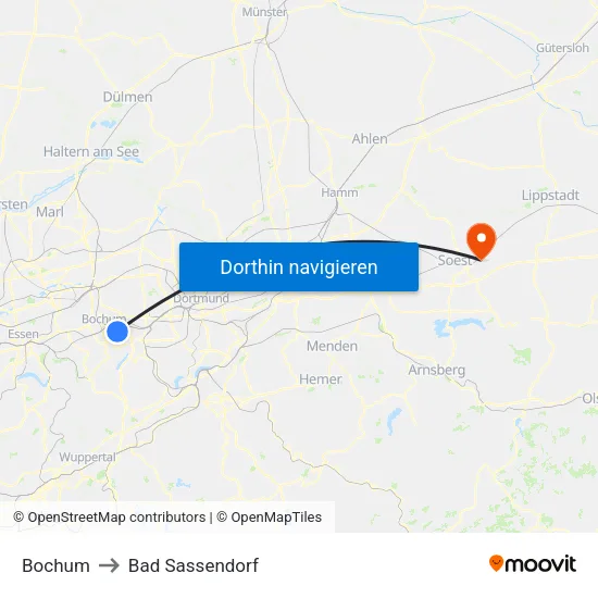 Bochum to Bad Sassendorf map