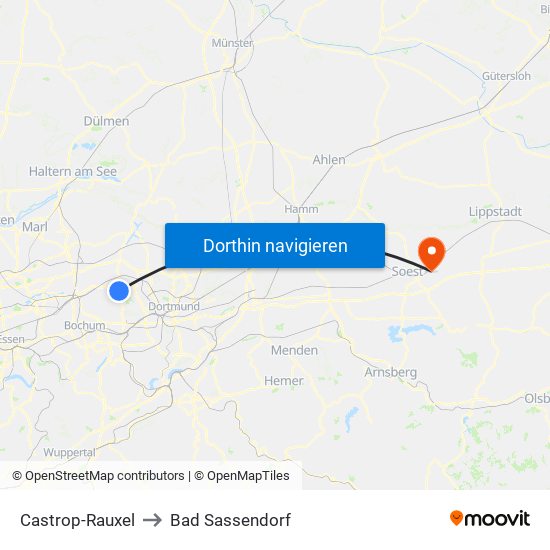 Castrop-Rauxel to Bad Sassendorf map