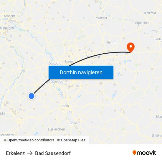 Erkelenz to Bad Sassendorf map