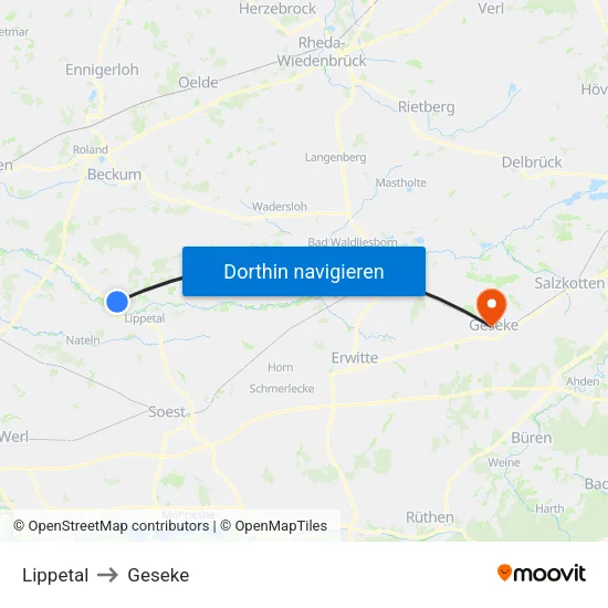 Lippetal to Geseke map