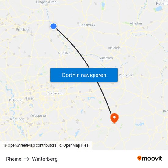 Rheine to Winterberg map