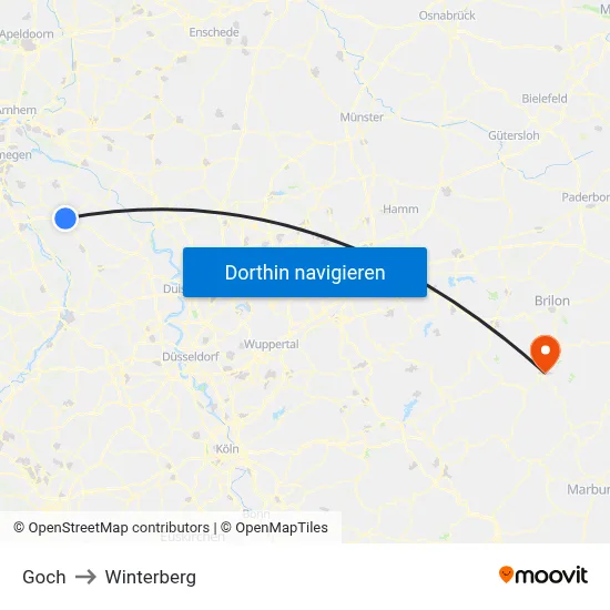 Goch to Winterberg map