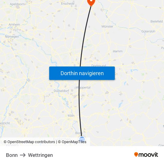 Bonn to Wettringen map