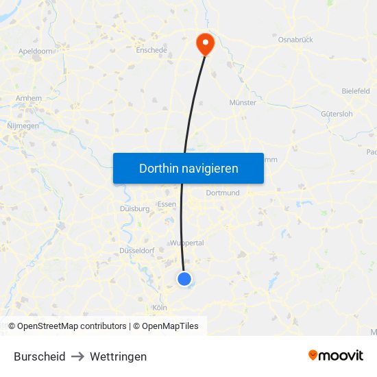 Burscheid to Wettringen map