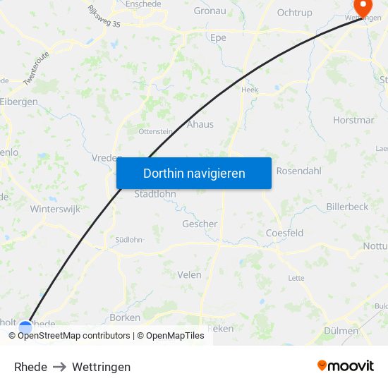 Rhede to Wettringen map