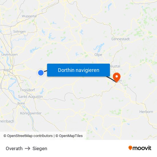 Overath to Siegen map