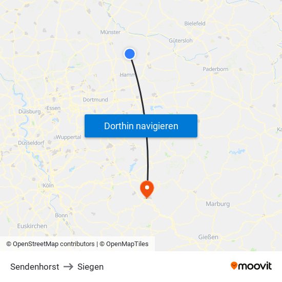Sendenhorst to Siegen map