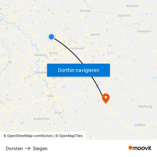 Dorsten to Siegen map