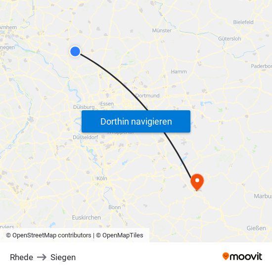 Rhede to Siegen map