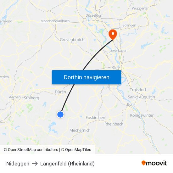 Nideggen to Langenfeld (Rheinland) map