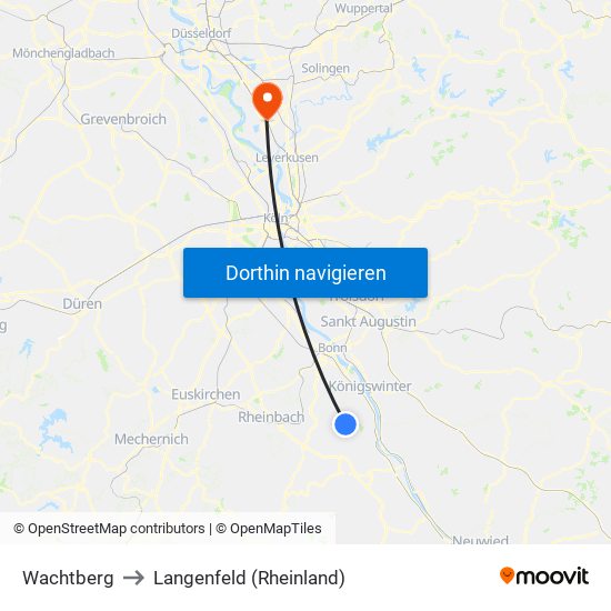 Wachtberg to Langenfeld (Rheinland) map