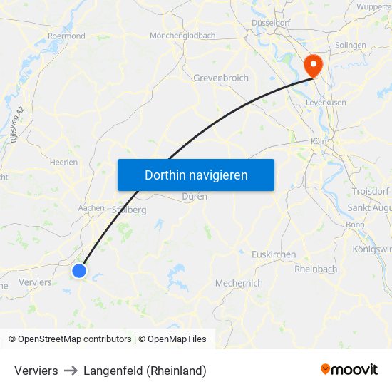 Verviers to Langenfeld (Rheinland) map