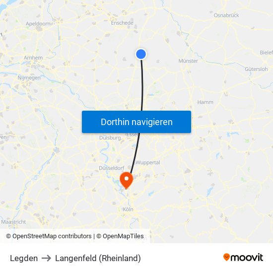 Legden to Langenfeld (Rheinland) map