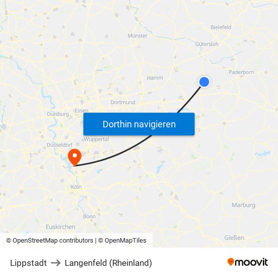 Lippstadt to Langenfeld (Rheinland) map