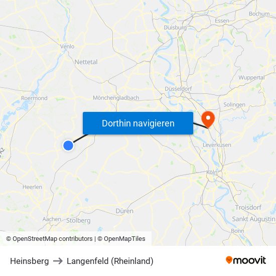 Heinsberg to Langenfeld (Rheinland) map