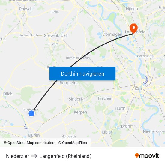 Niederzier to Langenfeld (Rheinland) map