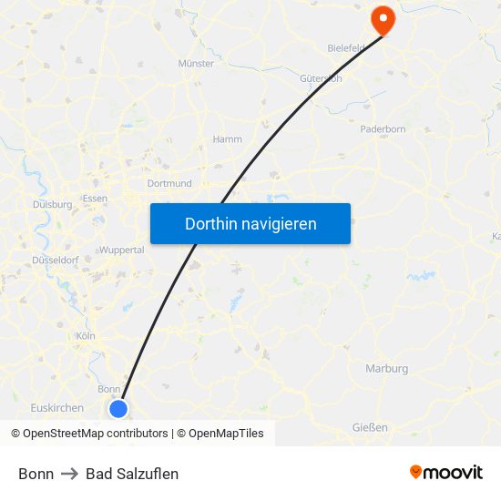 Bonn to Bad Salzuflen map