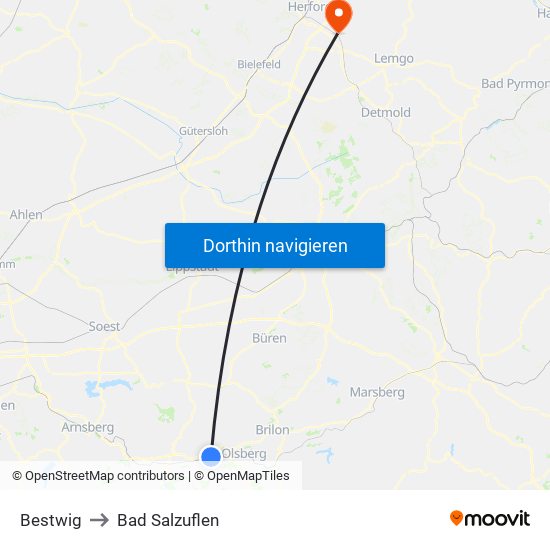 Bestwig to Bad Salzuflen map