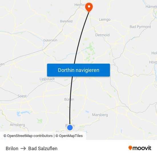 Brilon to Bad Salzuflen map