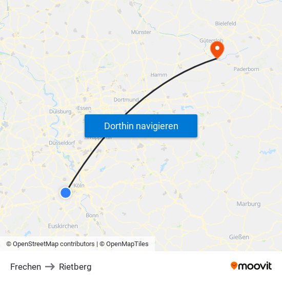 Frechen to Rietberg map