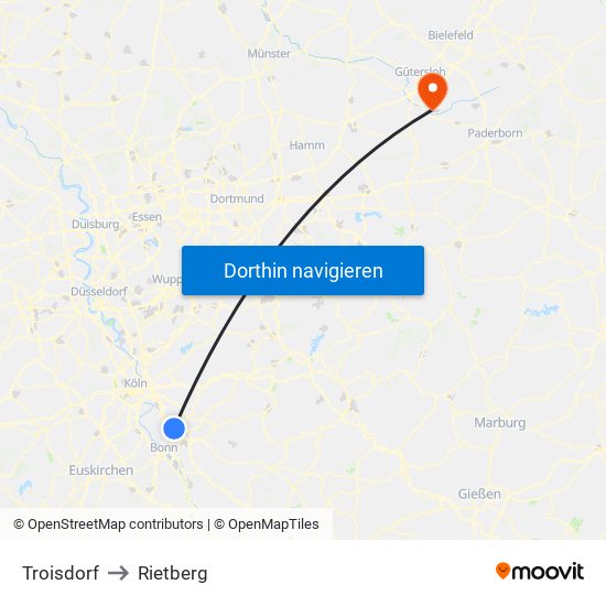 Troisdorf to Rietberg map