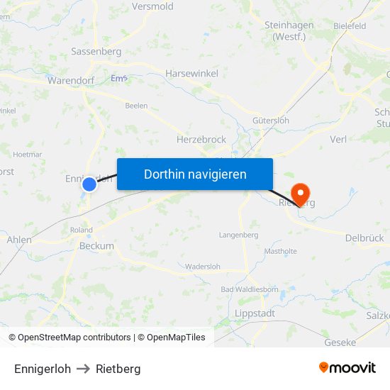 Ennigerloh to Rietberg map