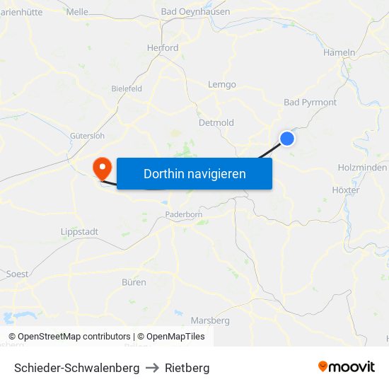 Schieder-Schwalenberg to Rietberg map