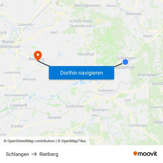 Schlangen to Rietberg map