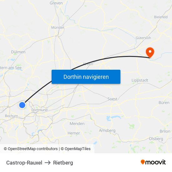 Castrop-Rauxel to Rietberg map