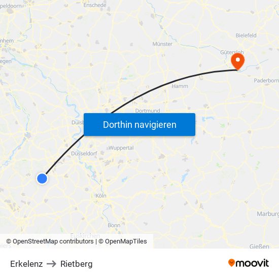 Erkelenz to Rietberg map