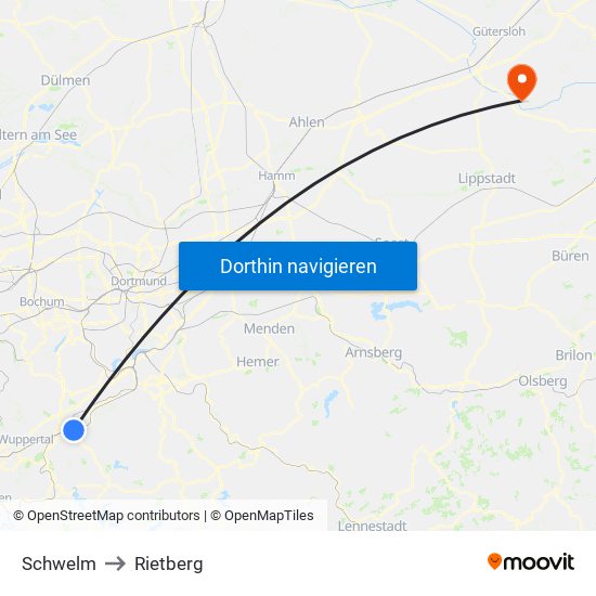 Schwelm to Rietberg map