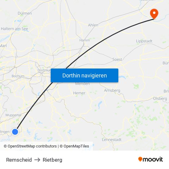 Remscheid to Rietberg map