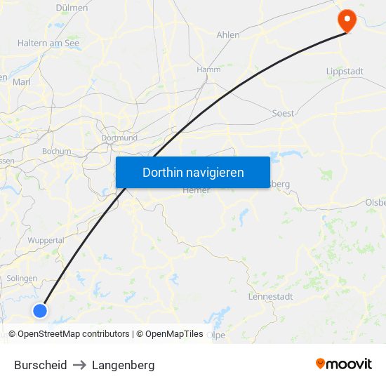 Burscheid to Langenberg map