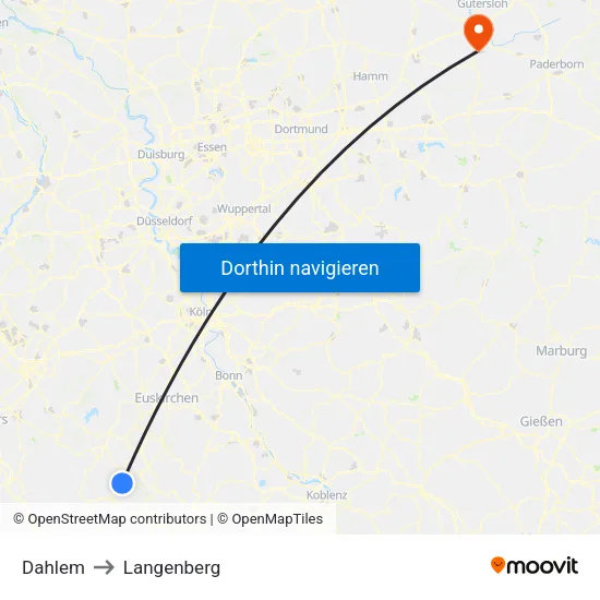 Dahlem to Langenberg map