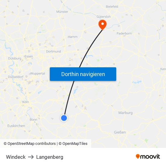 Windeck to Langenberg map