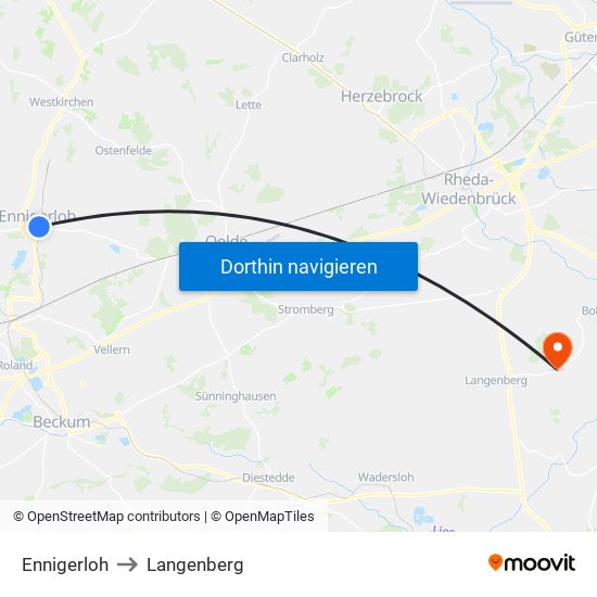 Ennigerloh to Langenberg map