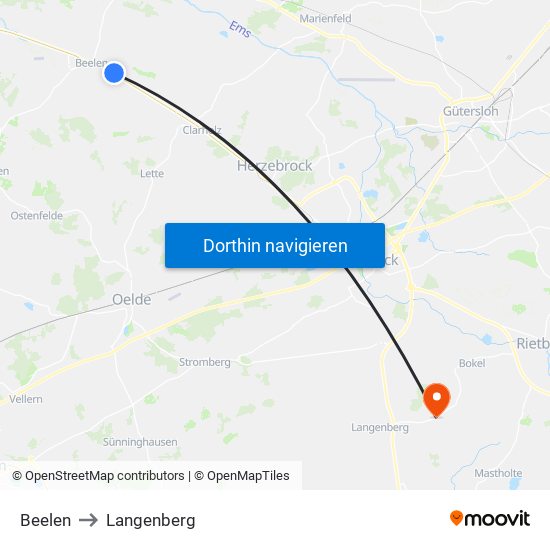 Beelen to Langenberg map