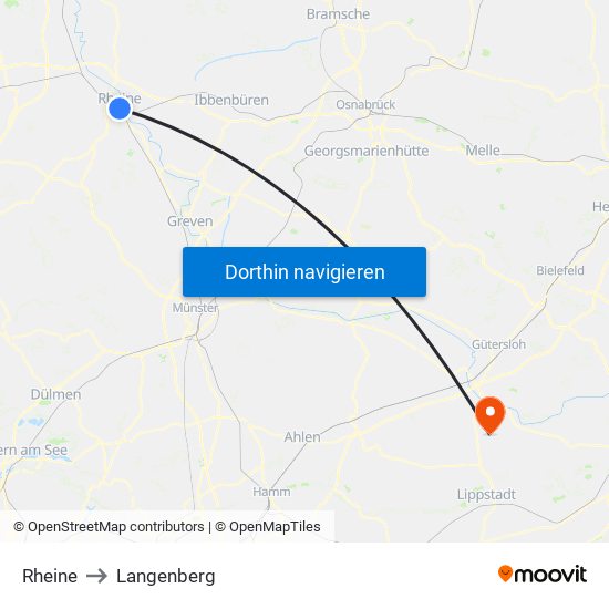 Rheine to Langenberg map